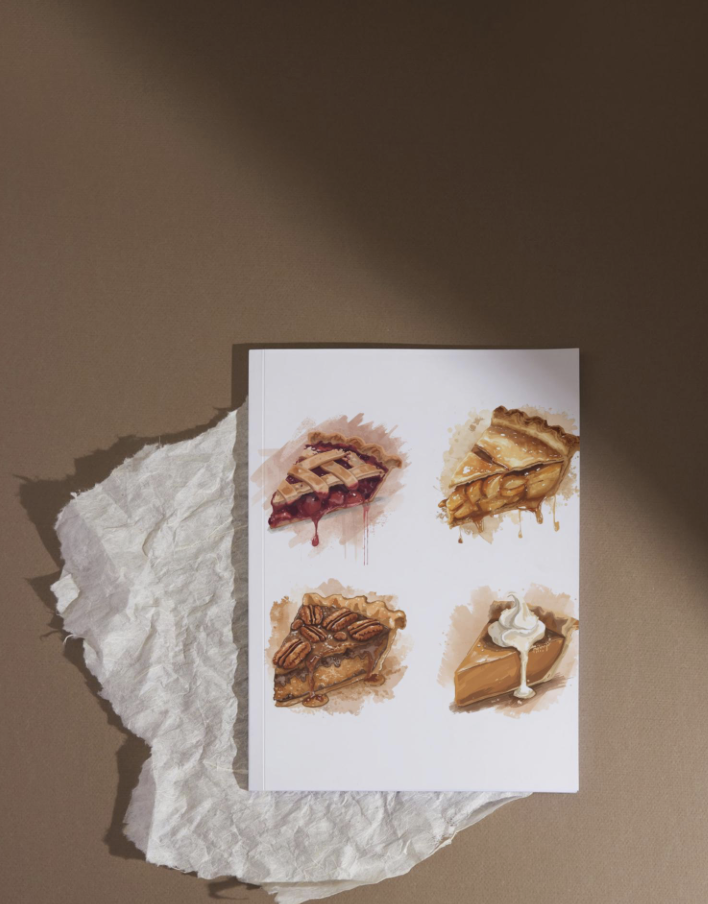 Fall Pie Sticker Set – Pumpkin, Apple, Cherry, Pecan – Cozy Autumn Dessert Stickers