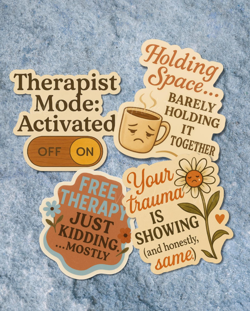 Therapist Sticker Set: Retro Mental Health Decals, School Counselor Gift
