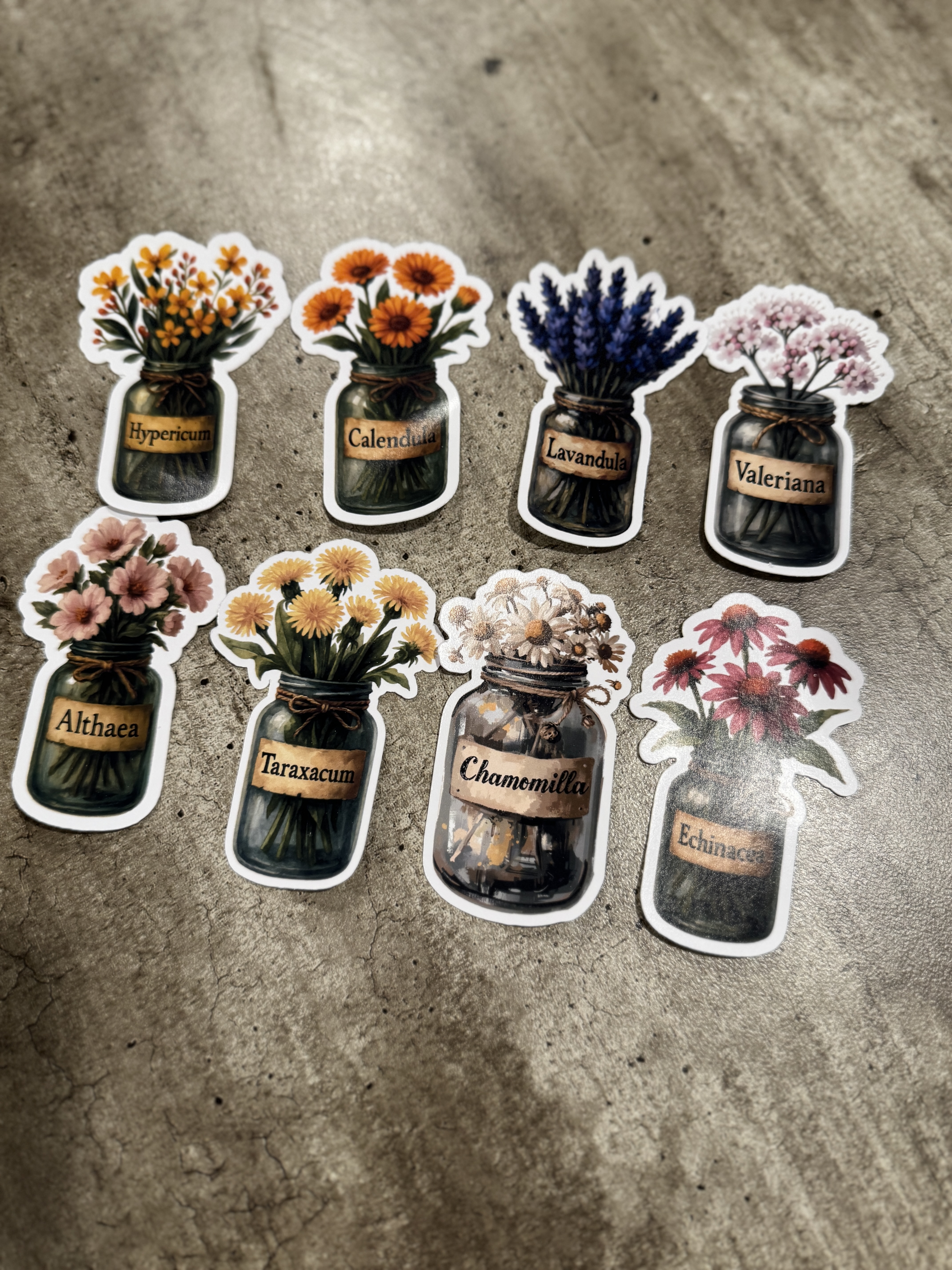 Herbal Flower Jar Stickers Set
