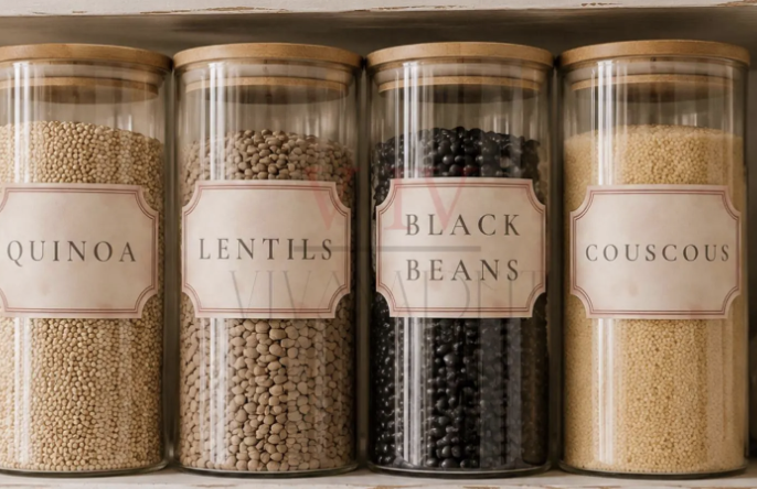 Vintage Pantry Labels, Waterproof Jar Organization Set (60 Labels)