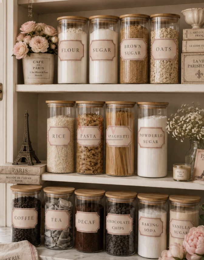 Custom Apothecary Pantry or Tea Labels, Waterproof Jar Organization Set