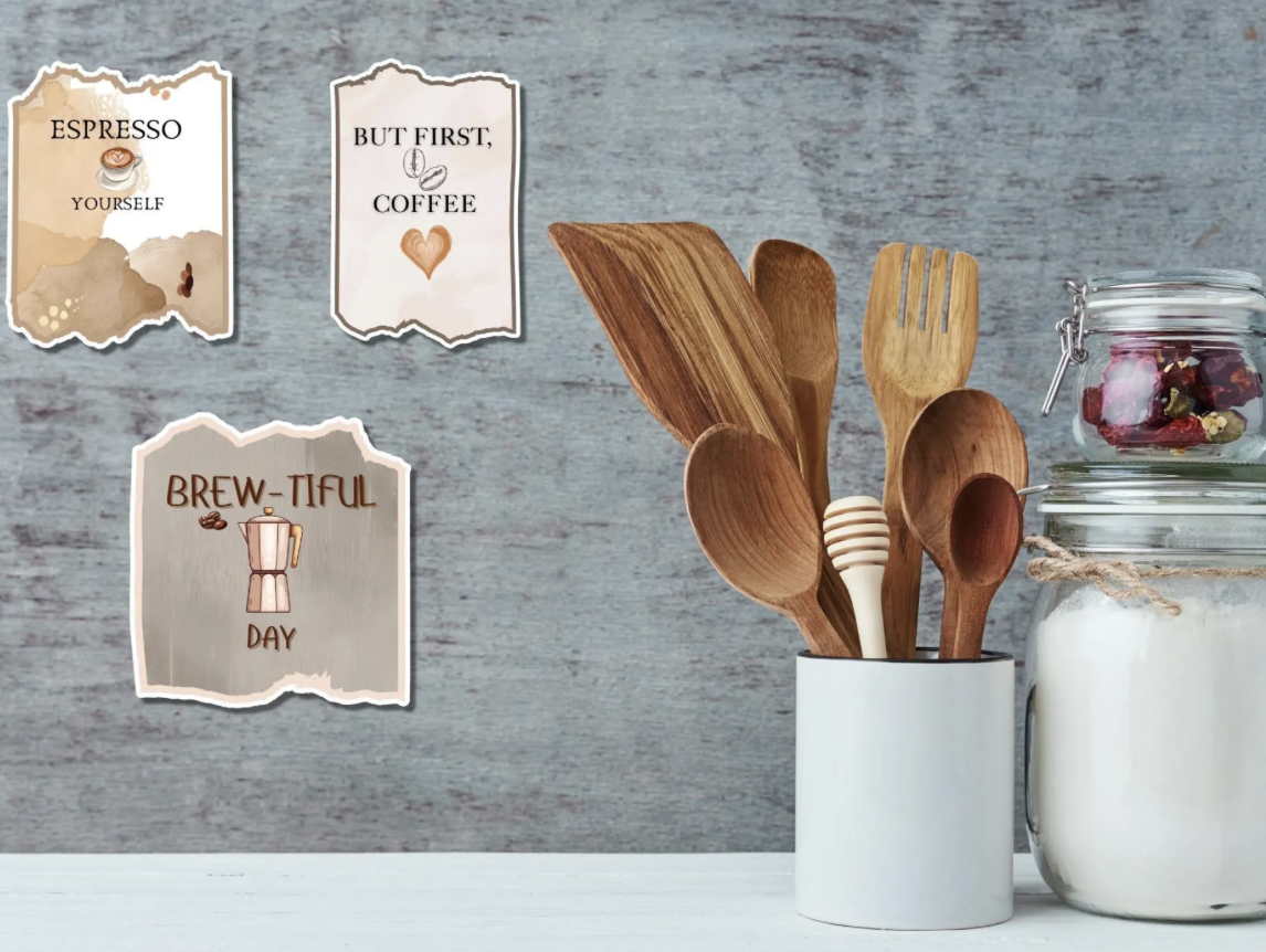 Waterproof Matte Coffee Stickers: Espresso, Latte Art, Cafe Decor
