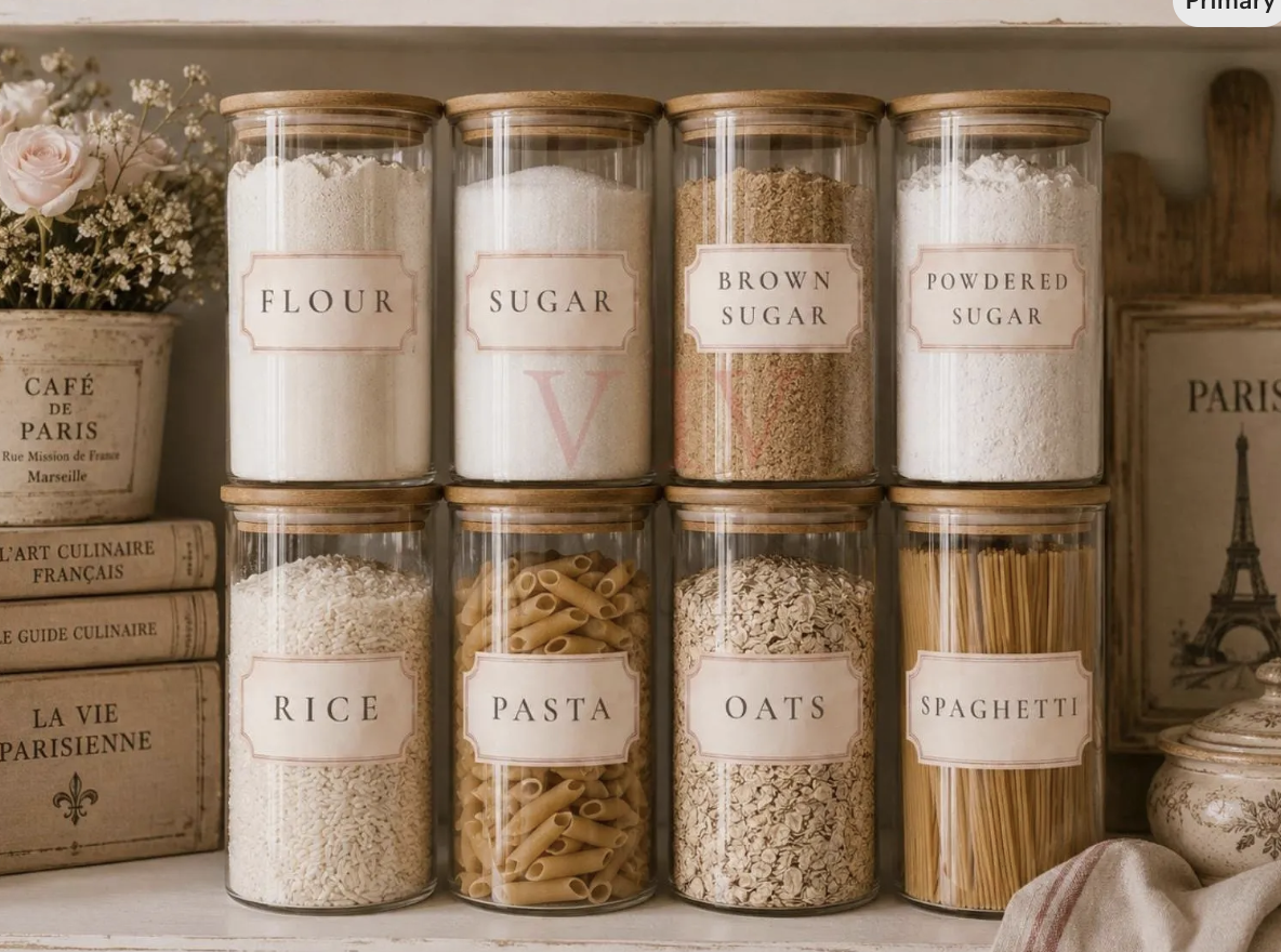 Custom Apothecary Pantry or Tea Labels, Waterproof Jar Organization Set