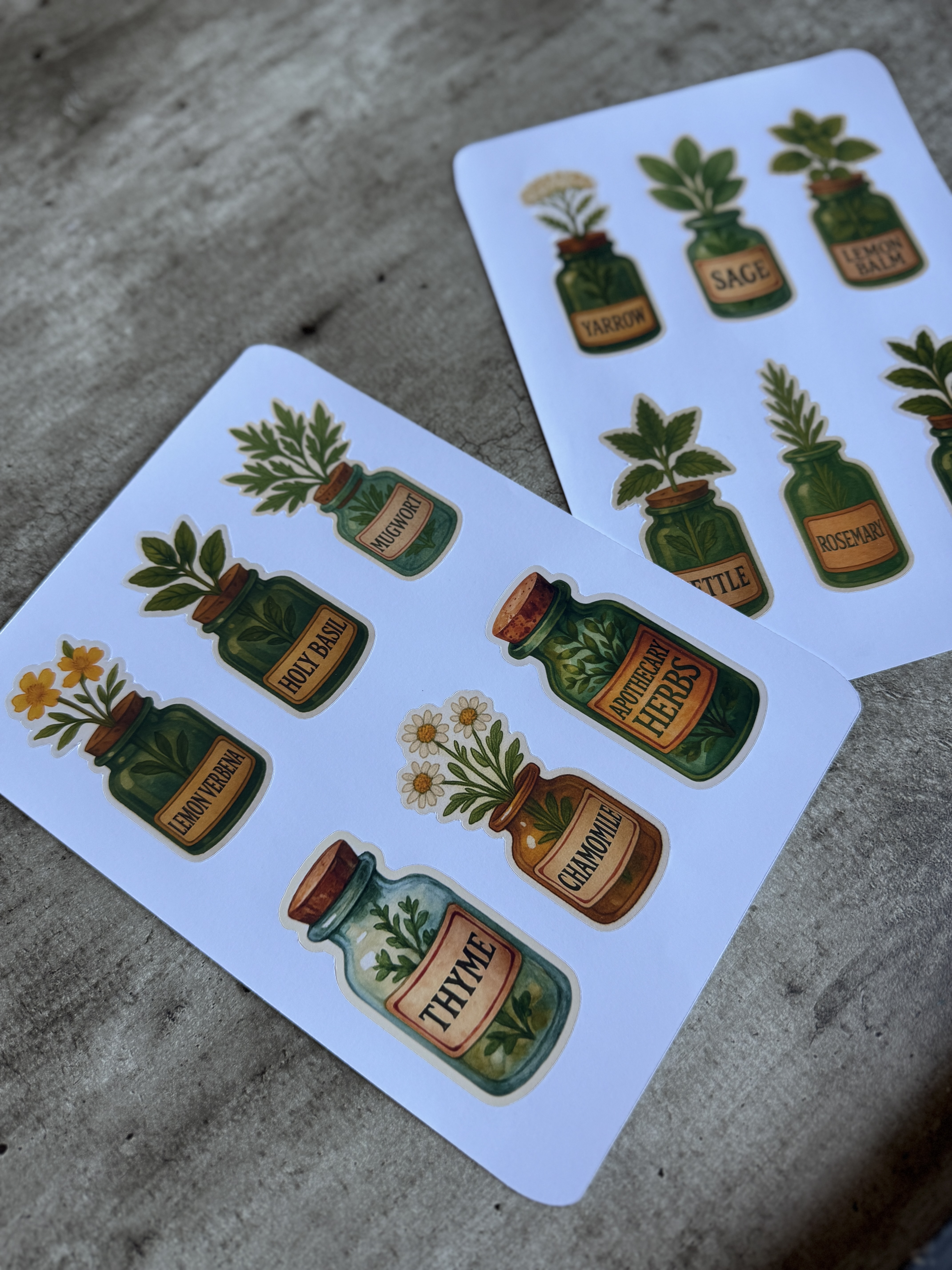 Vintage Apothecary Herb Stickers: Watercolor Botanical Set (16 Piece)