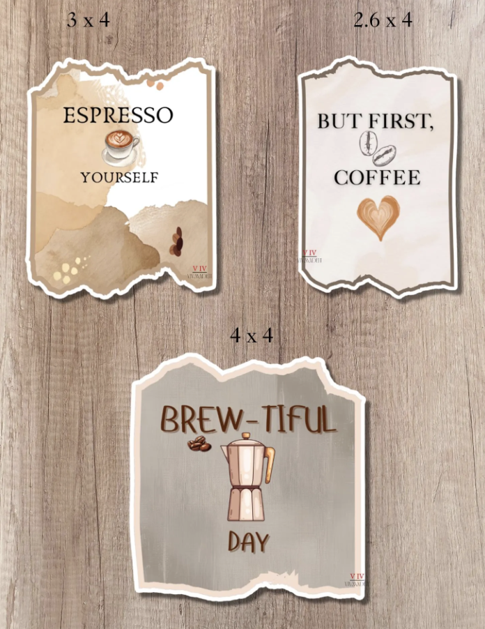 Waterproof Matte Coffee Stickers: Espresso, Latte Art, Cafe Decor