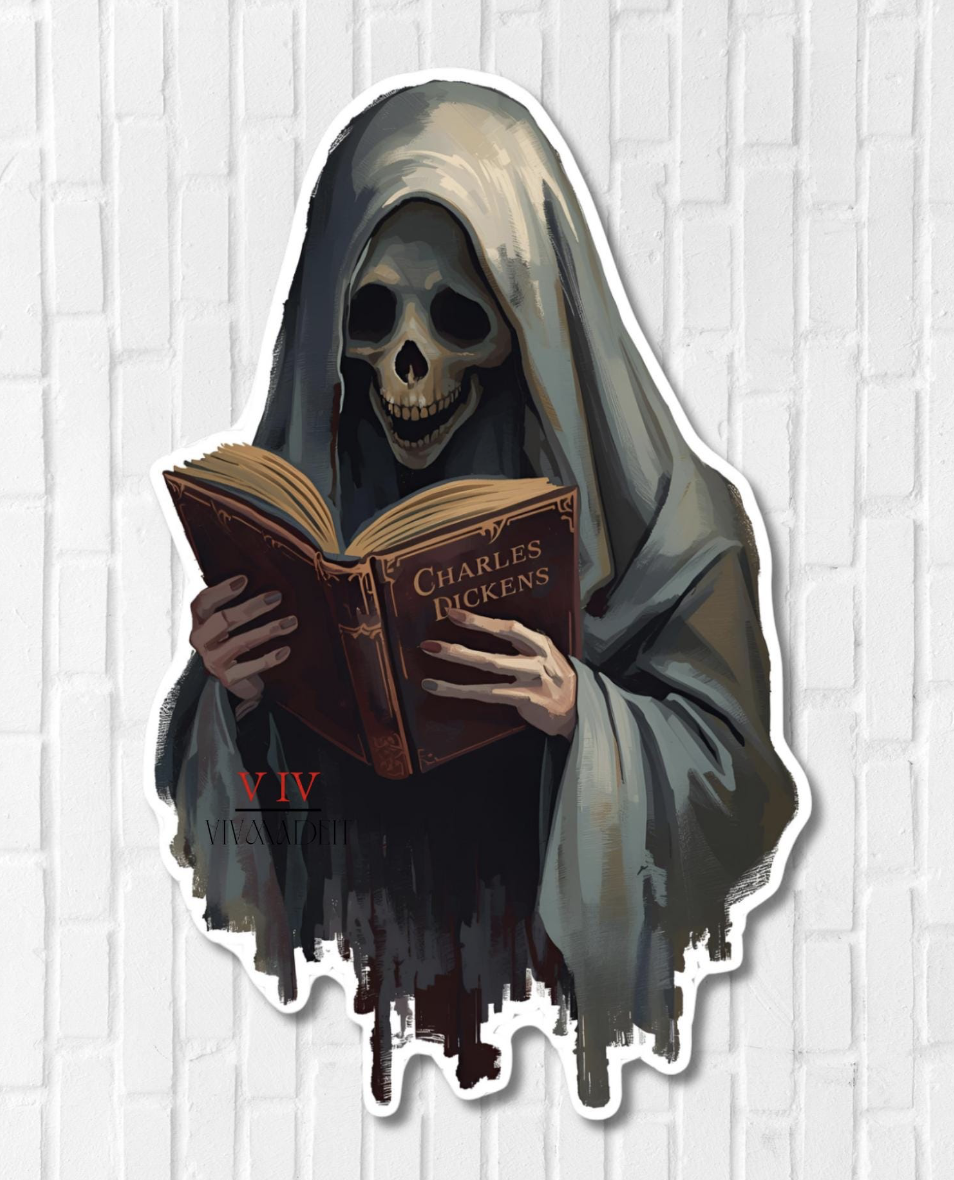 Spooky Bookish Ghost Sticker | Charles Dickens Gothic Literary Halloween Ghost 2.6 x 4”