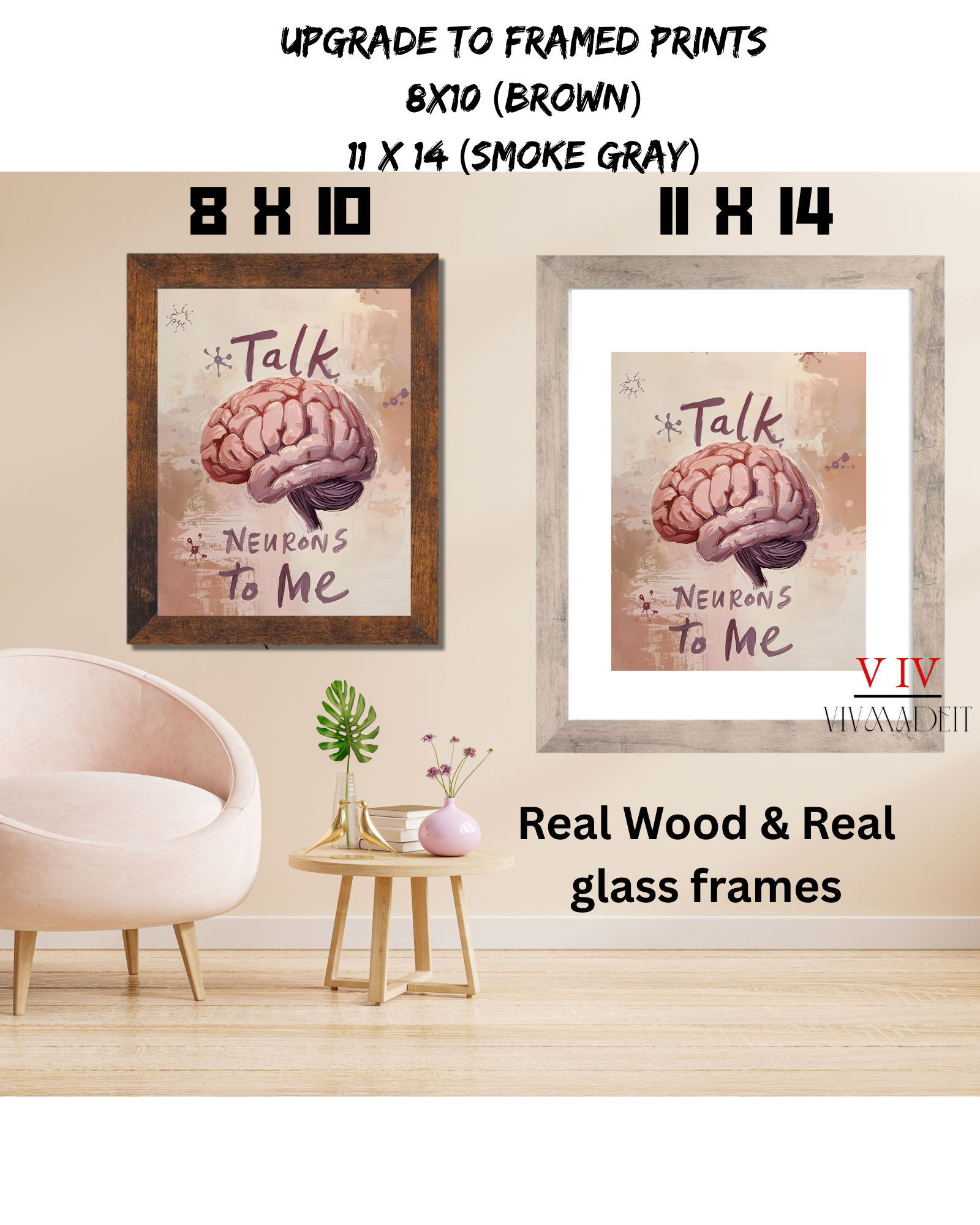 Talk Neurons To Me - Brain Painting Fine Art Print - 8x10, Framed or Unframed 