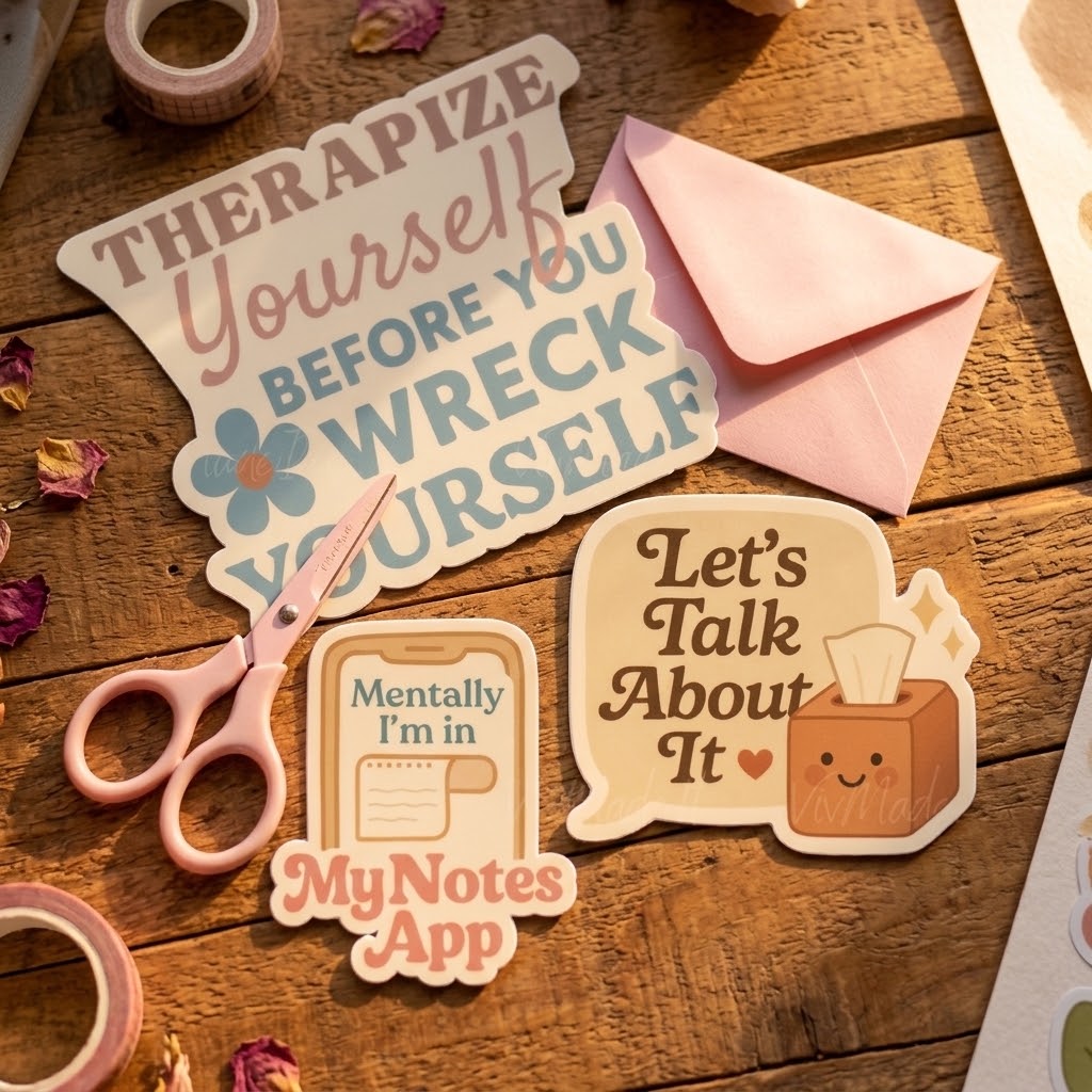 Therapist Sticker Set: Retro Mental Health Decals, School Counselor Gift