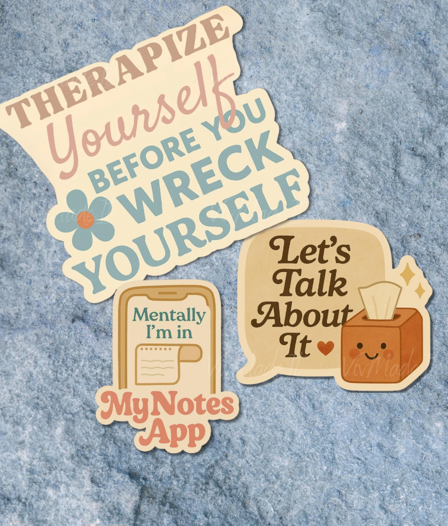 Therapist Sticker Set: Retro Mental Health Decals, School Counselor Gift