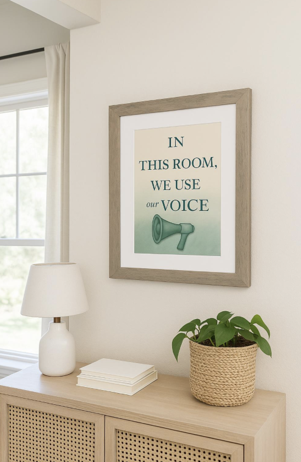 Framed SLP Office Decor: Speech Therapy Art Prints - 11x14 Wood Frame