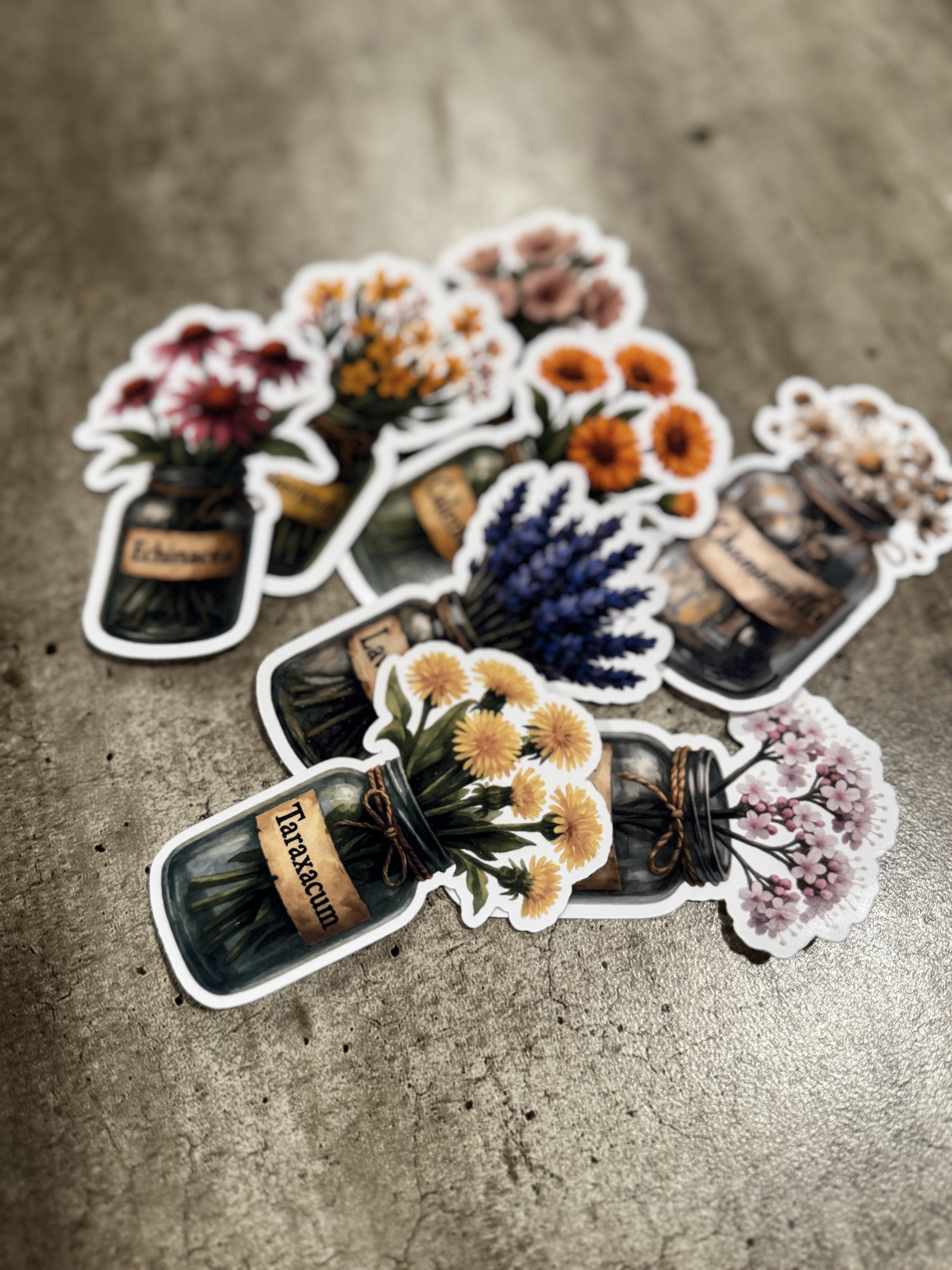 Herbal Flower Jar Stickers Set