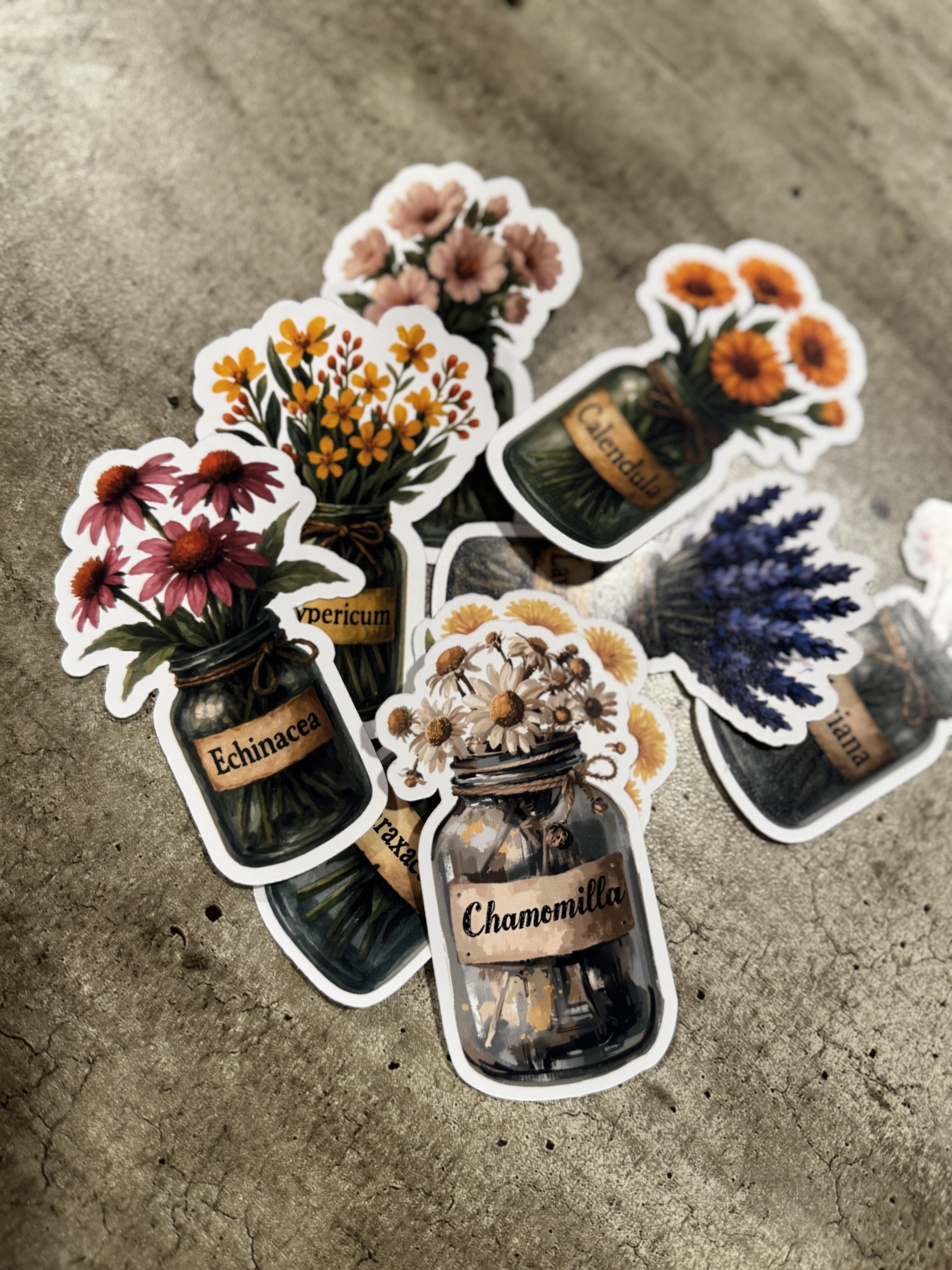 Herbal Flower Jar Stickers Set