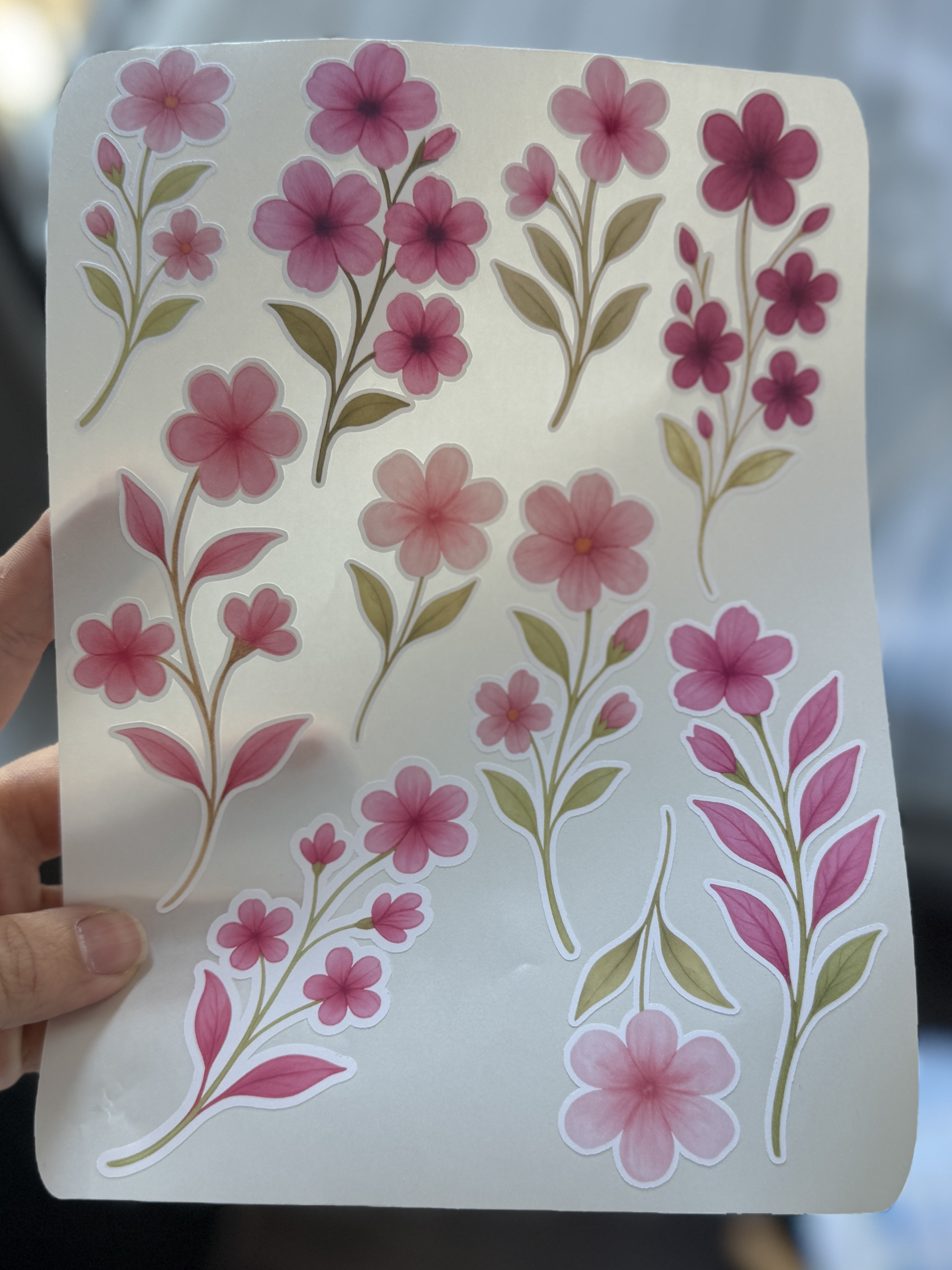 Watercolor Pink Floral Stickers: 17-Piece Flower Set