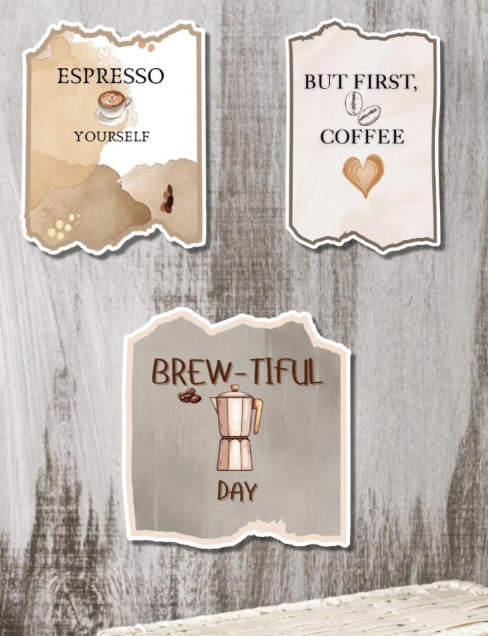 Waterproof Matte Coffee Stickers: Espresso, Latte Art, Cafe Decor