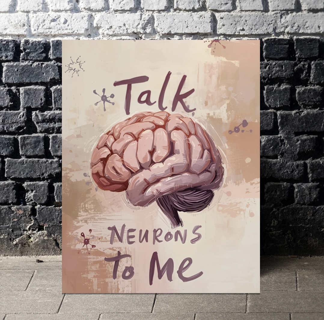 Talk Neurons To Me - Brain Painting Fine Art Print - 8x10, Framed or Unframed