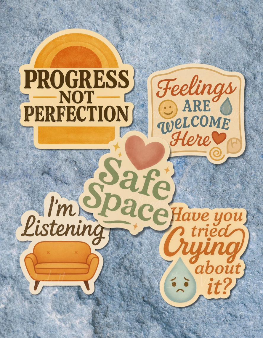Therapist Sticker Set: Retro Mental Health Decals, School Counselor Gift