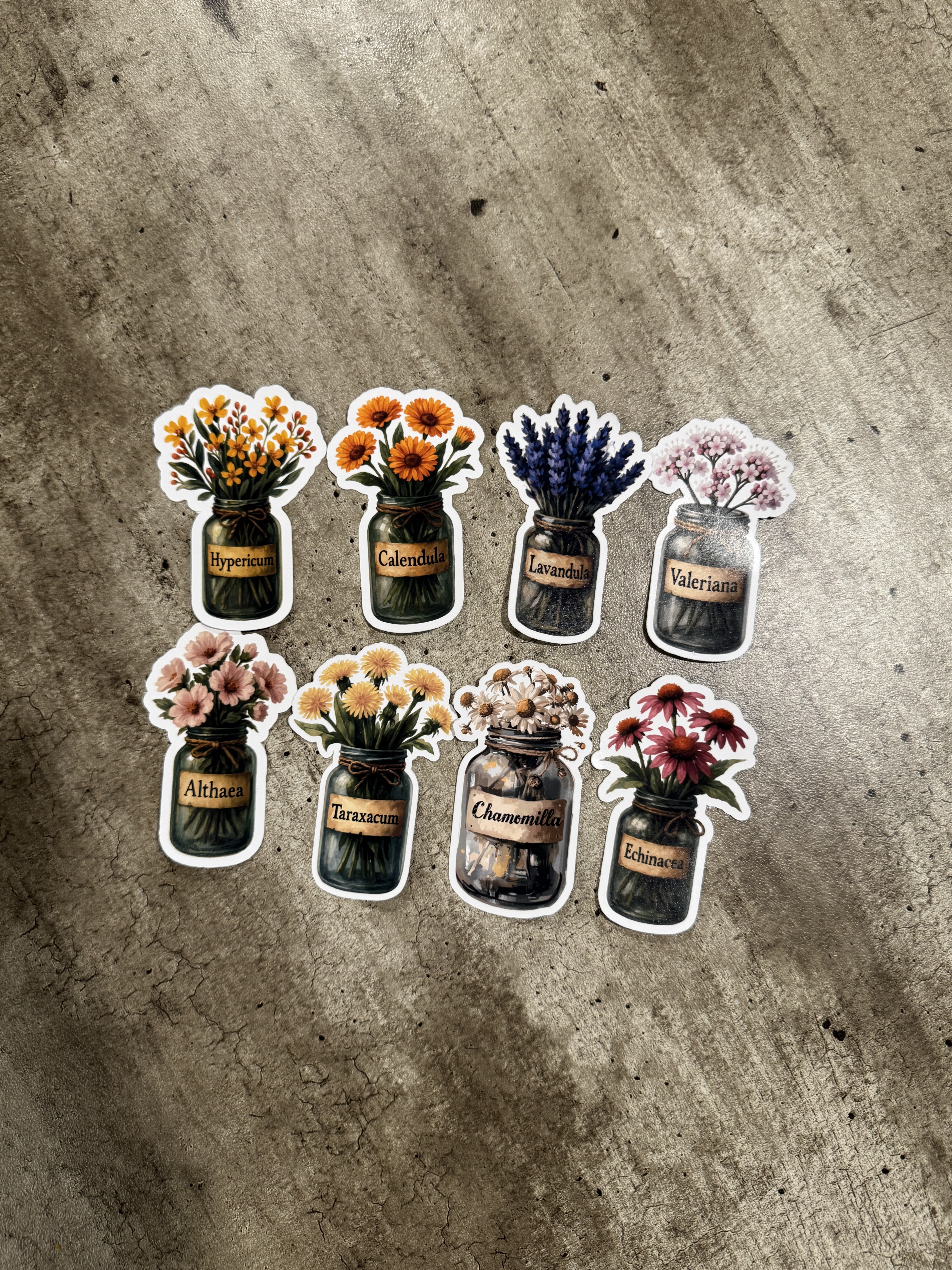 Herbal Flower Jar Stickers Set