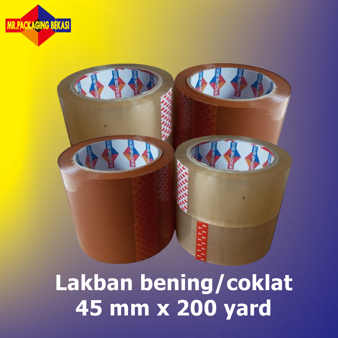 Lakban bening/coklat 45 mm x 200 yard