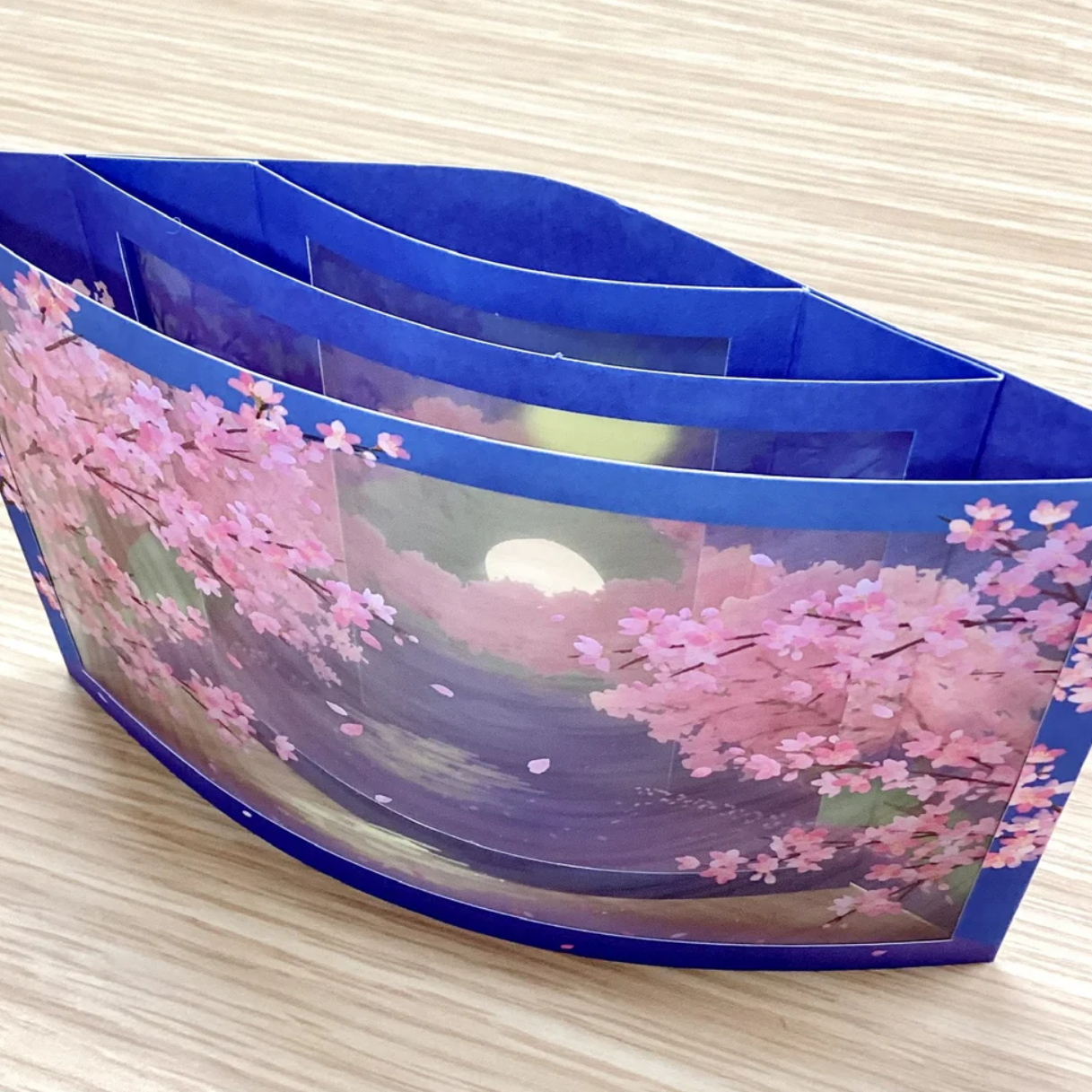 Tarjeta 3D Reflejos de Sakura Nocturno