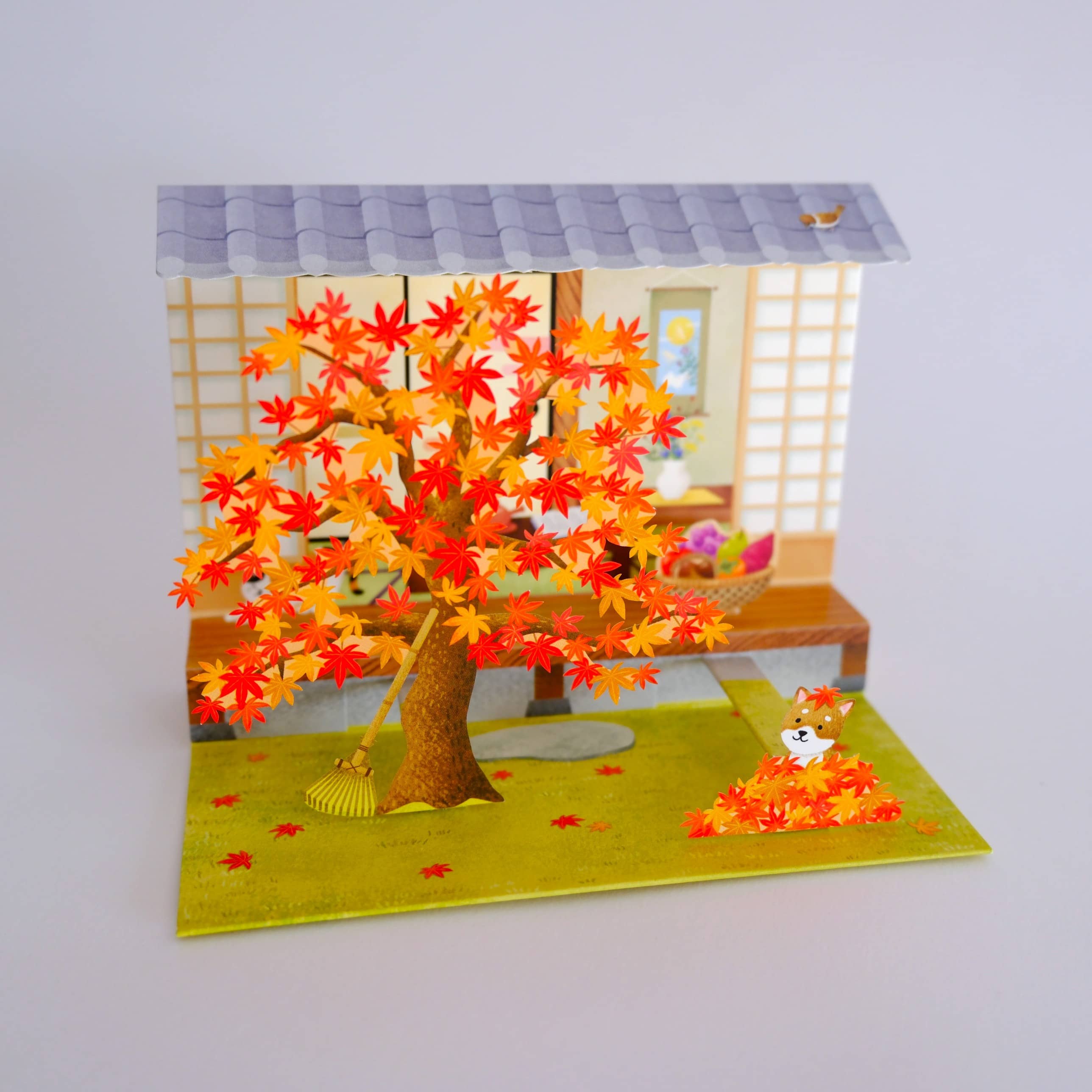 Tarjeta Desplegable Casa Japonesa en Otoño