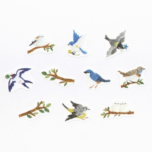 Pegatinas en Rollo – Pájaros del Bosque Bordado