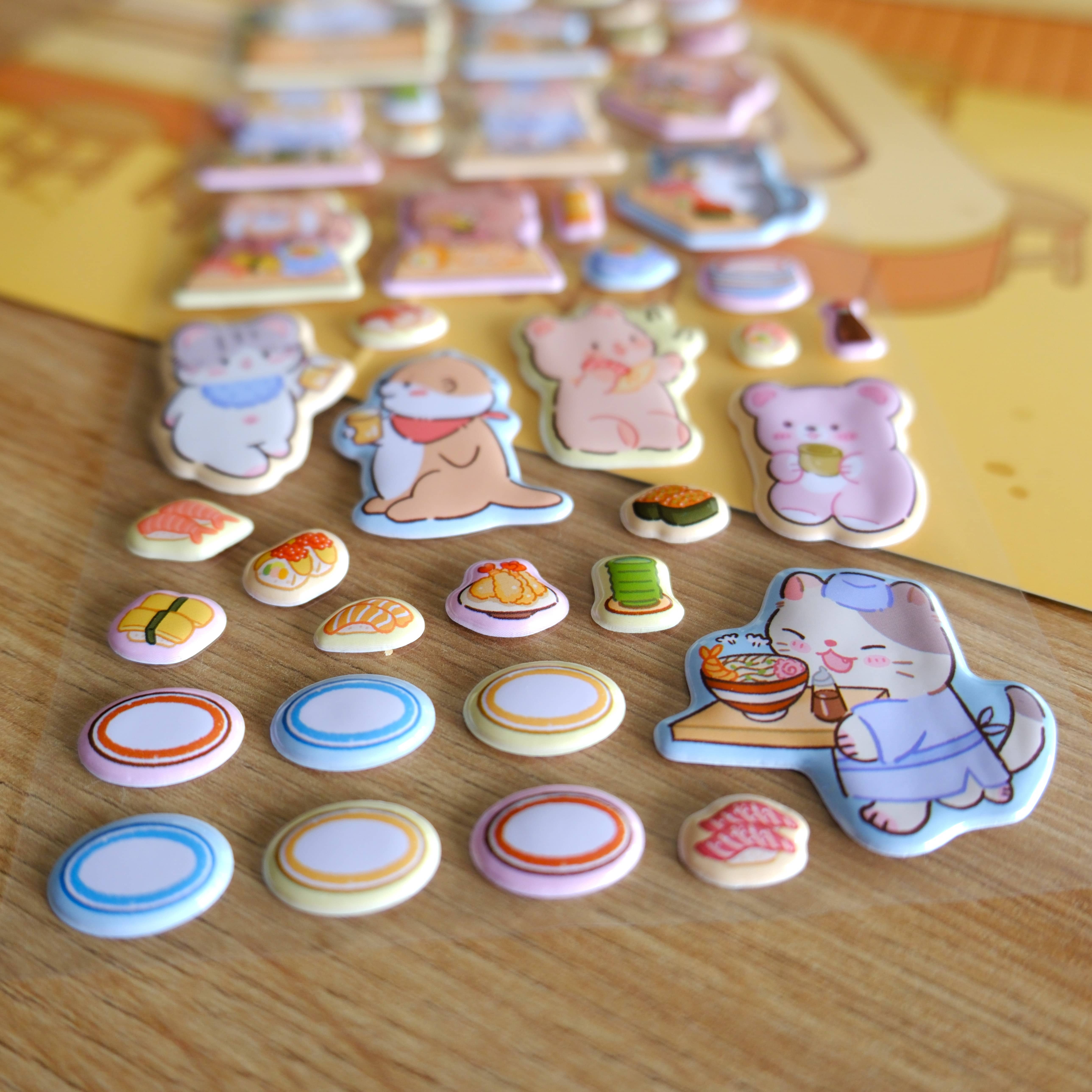 Set de Pegatinas Reutilizables Escenario Sushi