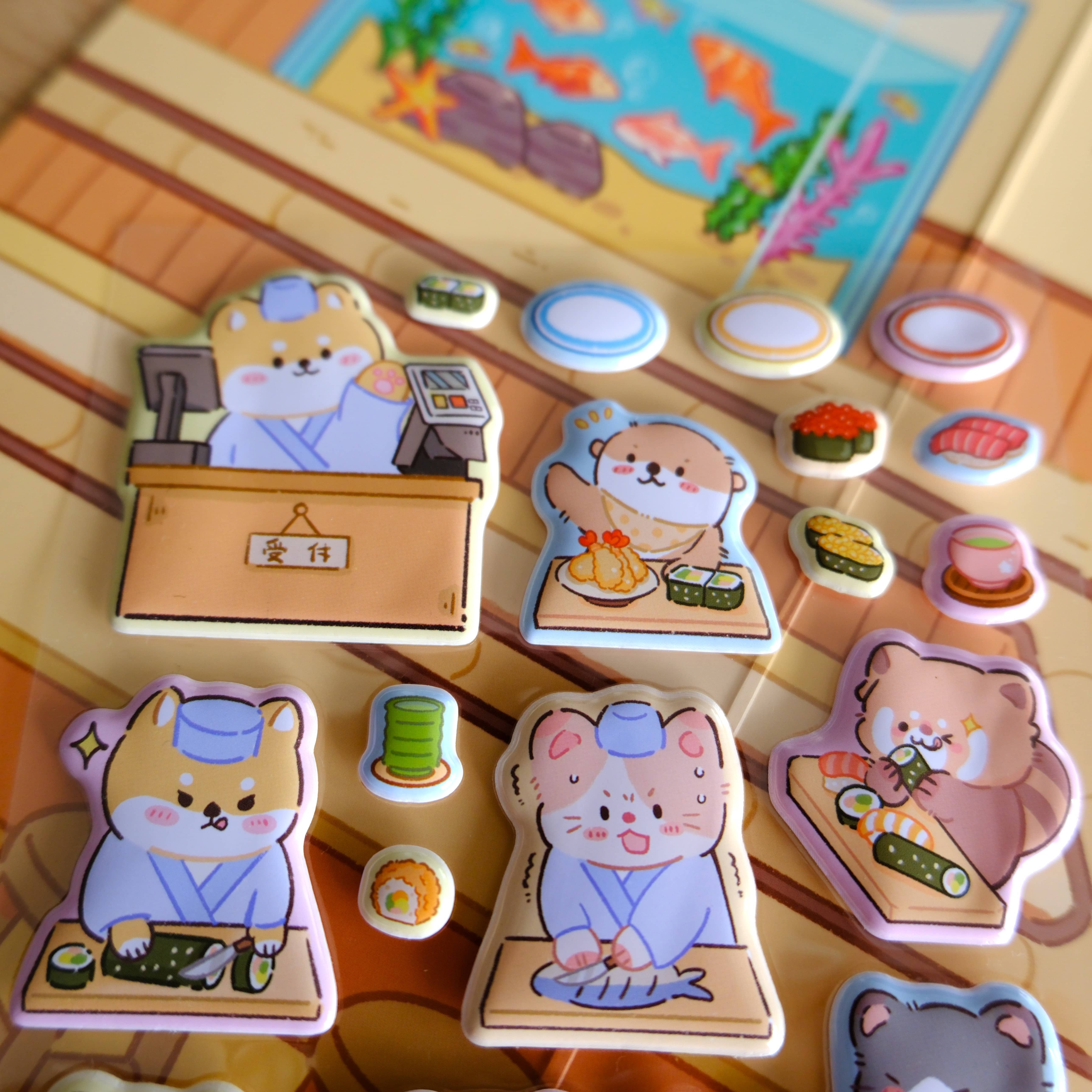 Set de Pegatinas Reutilizables Escenario Sushi