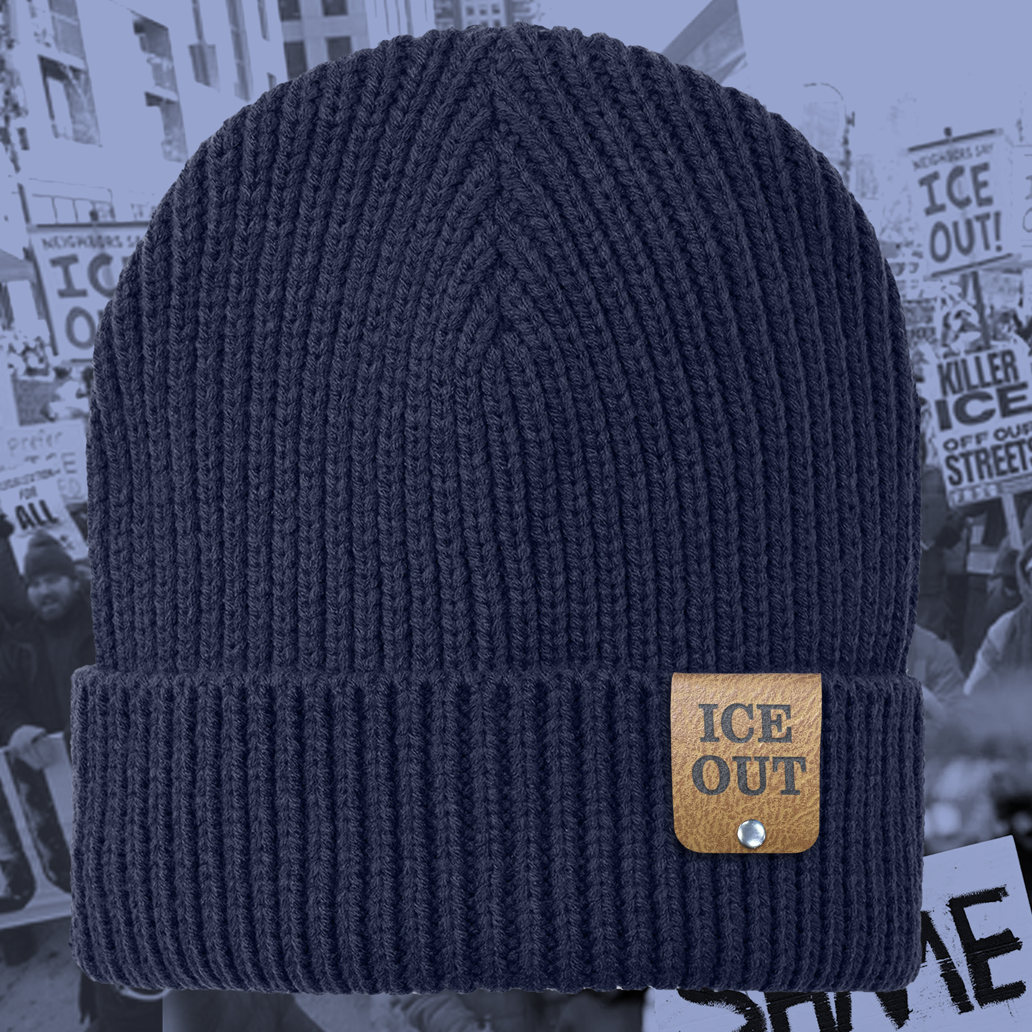 Ice Out Knit Watch Cap - Leather patch