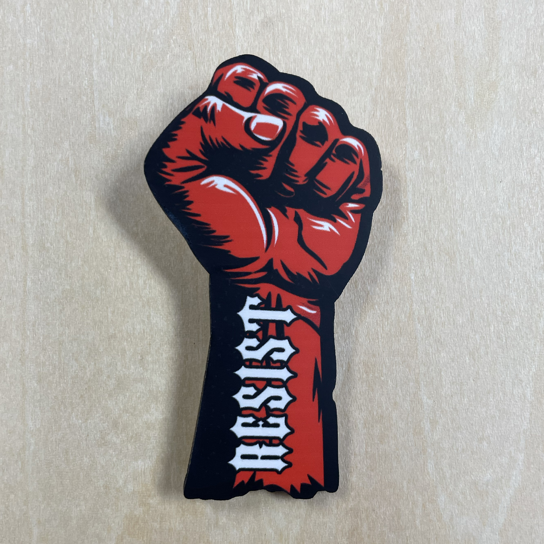 Resist - Woodcut Button
