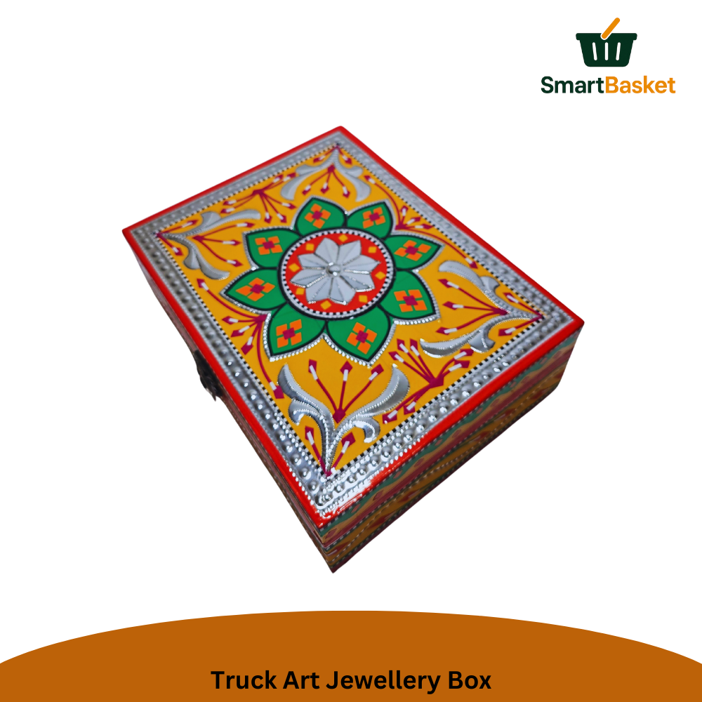 Truck Art Jewellery Box – Multicolor | Wood with Metal & Sticker Art 