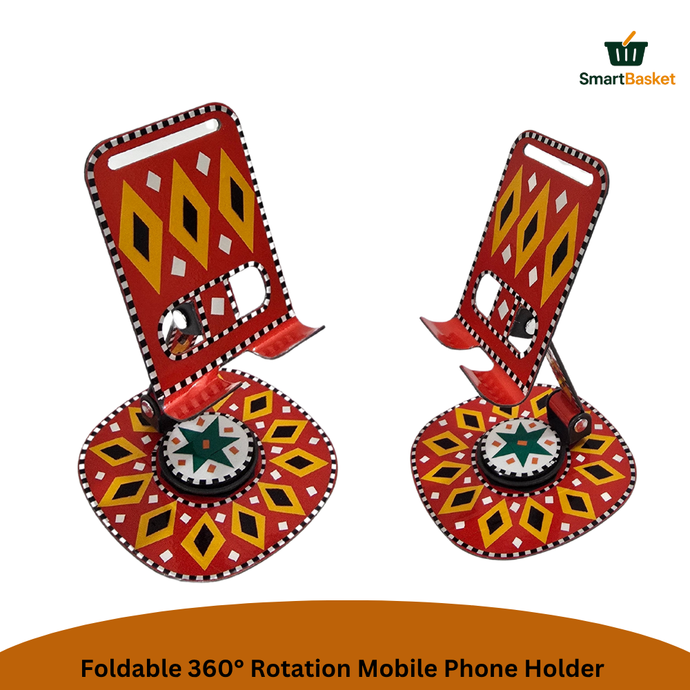 Foldable 360° Rotation Mobile Phone Holder – Truck Art Inspired | Colorful & Portable Stand