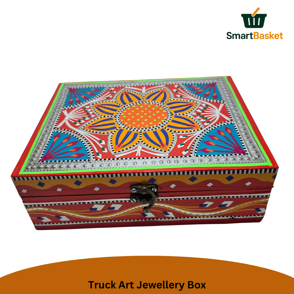 Truck Art Jewellery Box – Multicolor | Wood with Metal & Sticker Art 