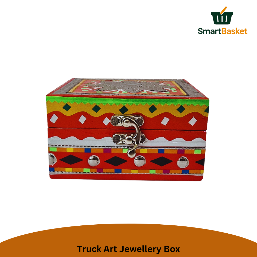 Truck Art Jewellery Box – Multicolor | Wood with Metal & Sticker Art 
