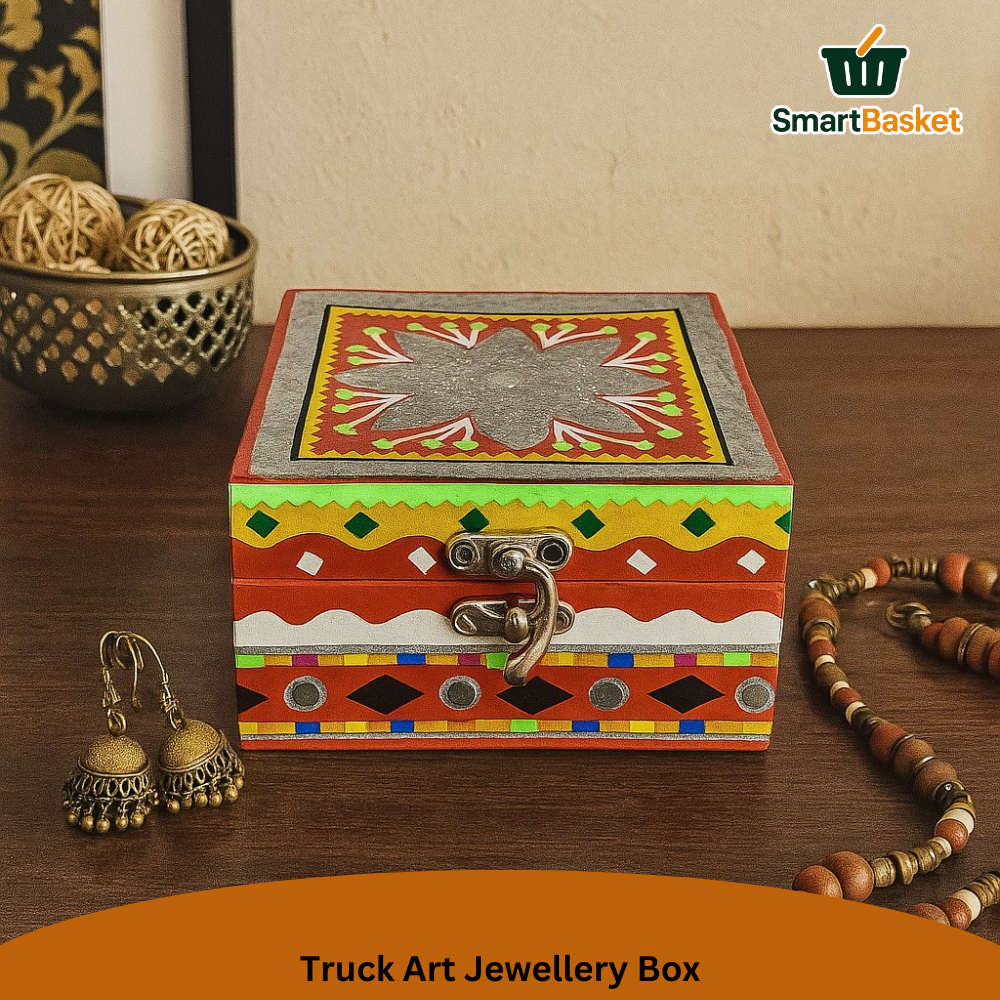 Truck Art Jewellery Box – Multicolor | Wood with Metal & Sticker Art 