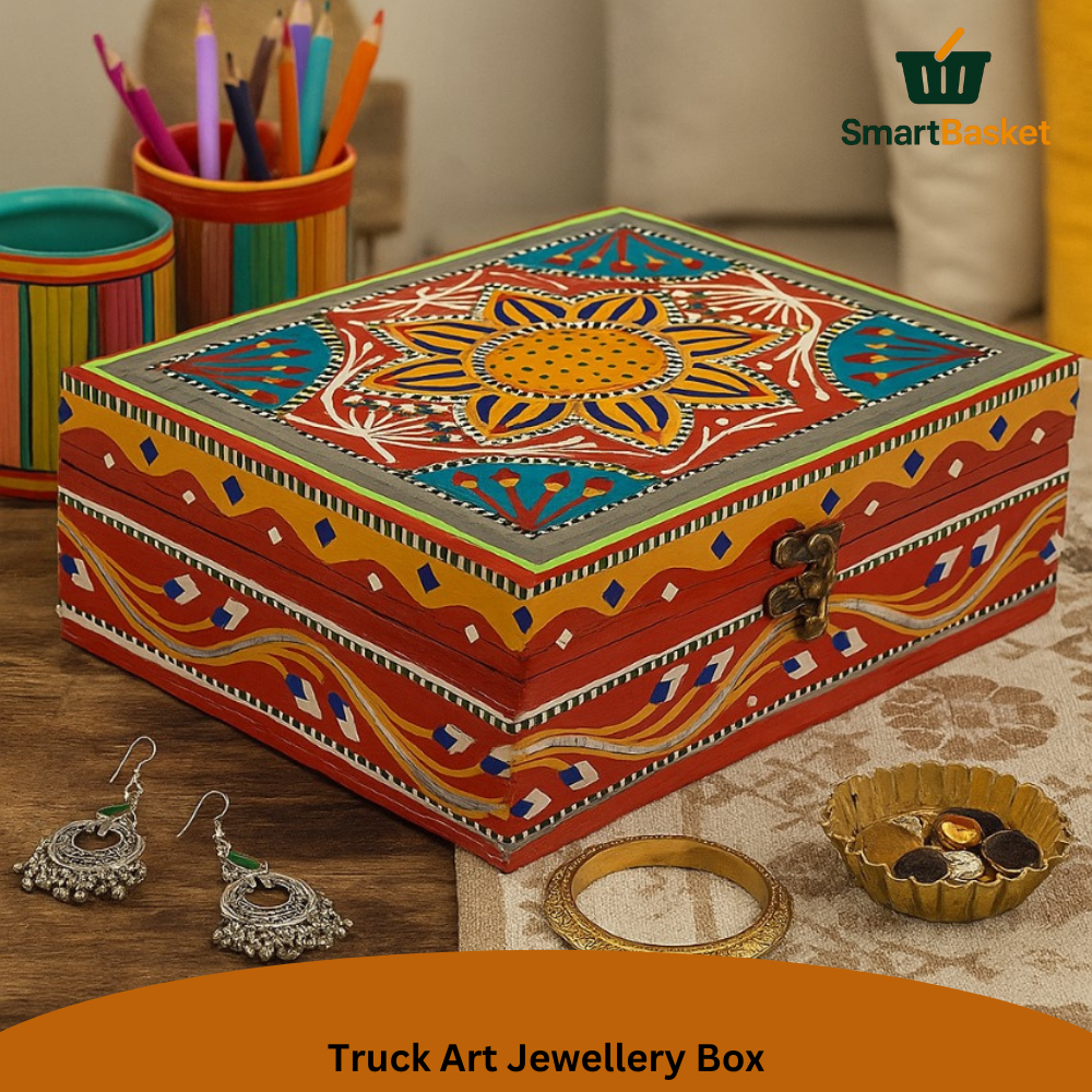 Truck Art Jewellery Box – Multicolor | Wood with Metal & Sticker Art 