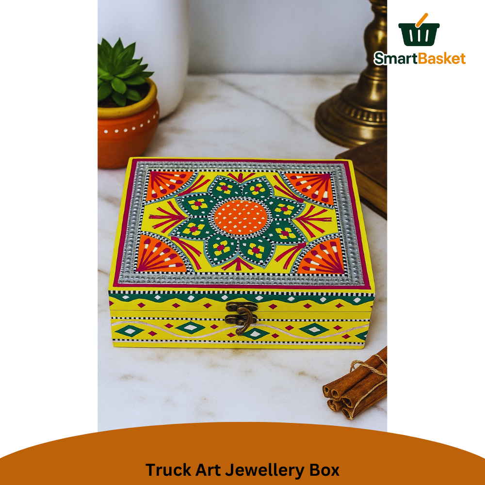Truck Art Jewellery Box – Multicolor | Wood with Metal & Sticker Art 