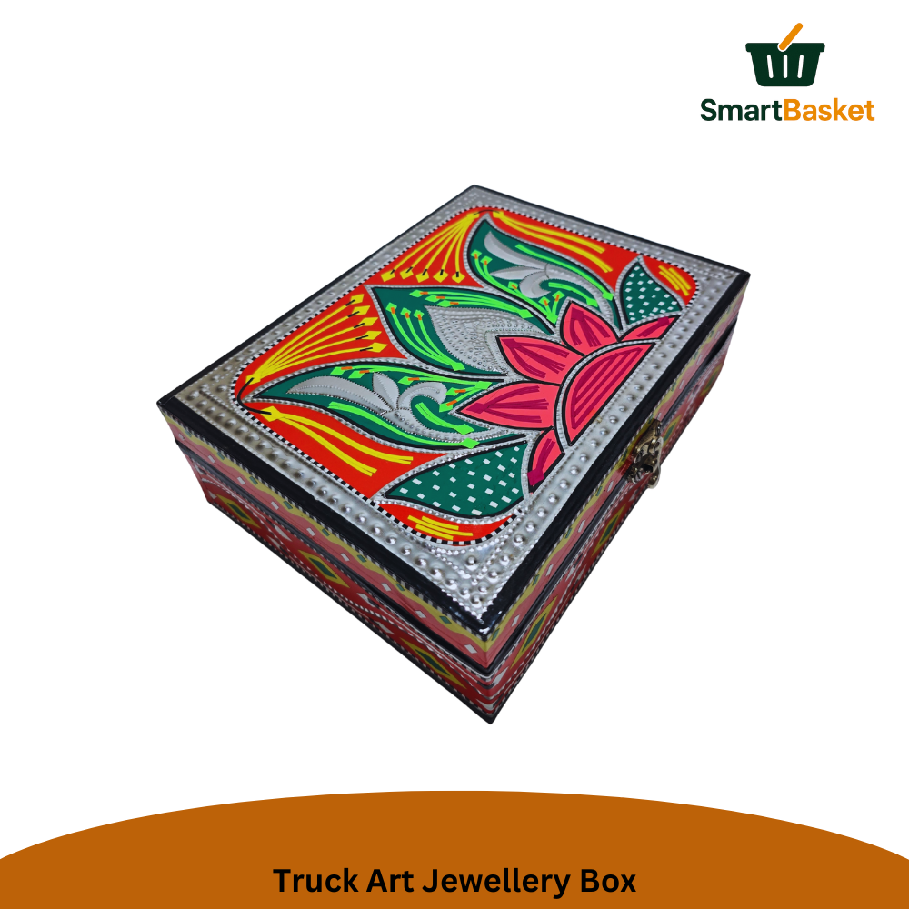 Truck Art Jewellery Box – Multicolor | Wood with Metal & Sticker Art 