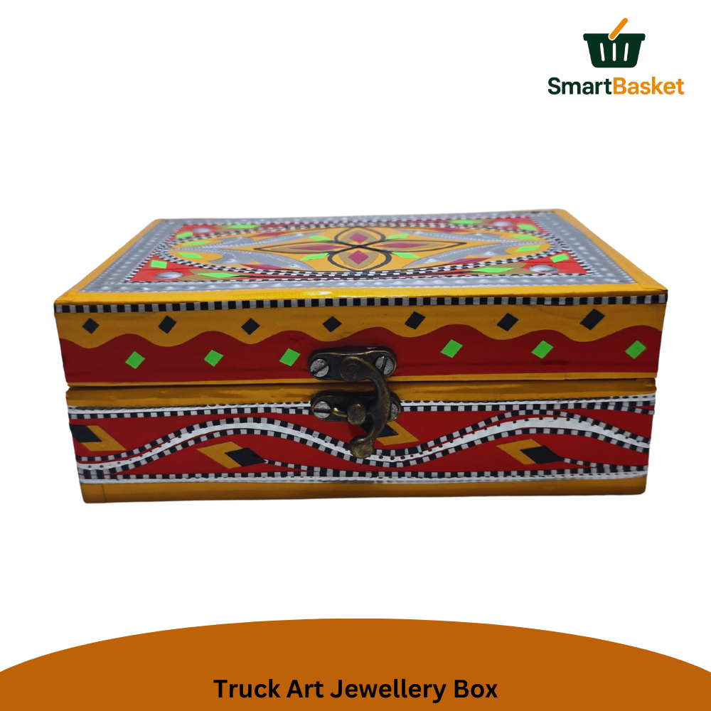 Truck Art Jewellery Box – Multicolor | Wood with Metal & Sticker Art 