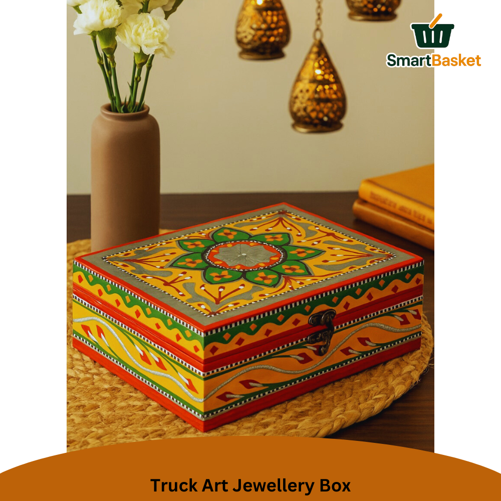 Truck Art Jewellery Box – Multicolor | Wood with Metal & Sticker Art 