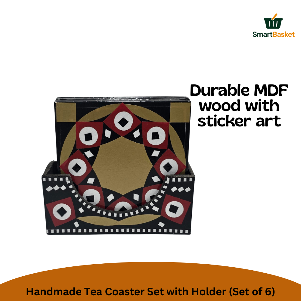 Handmade Truck Art Tea Coaster Set with Holder (Set of 6) 