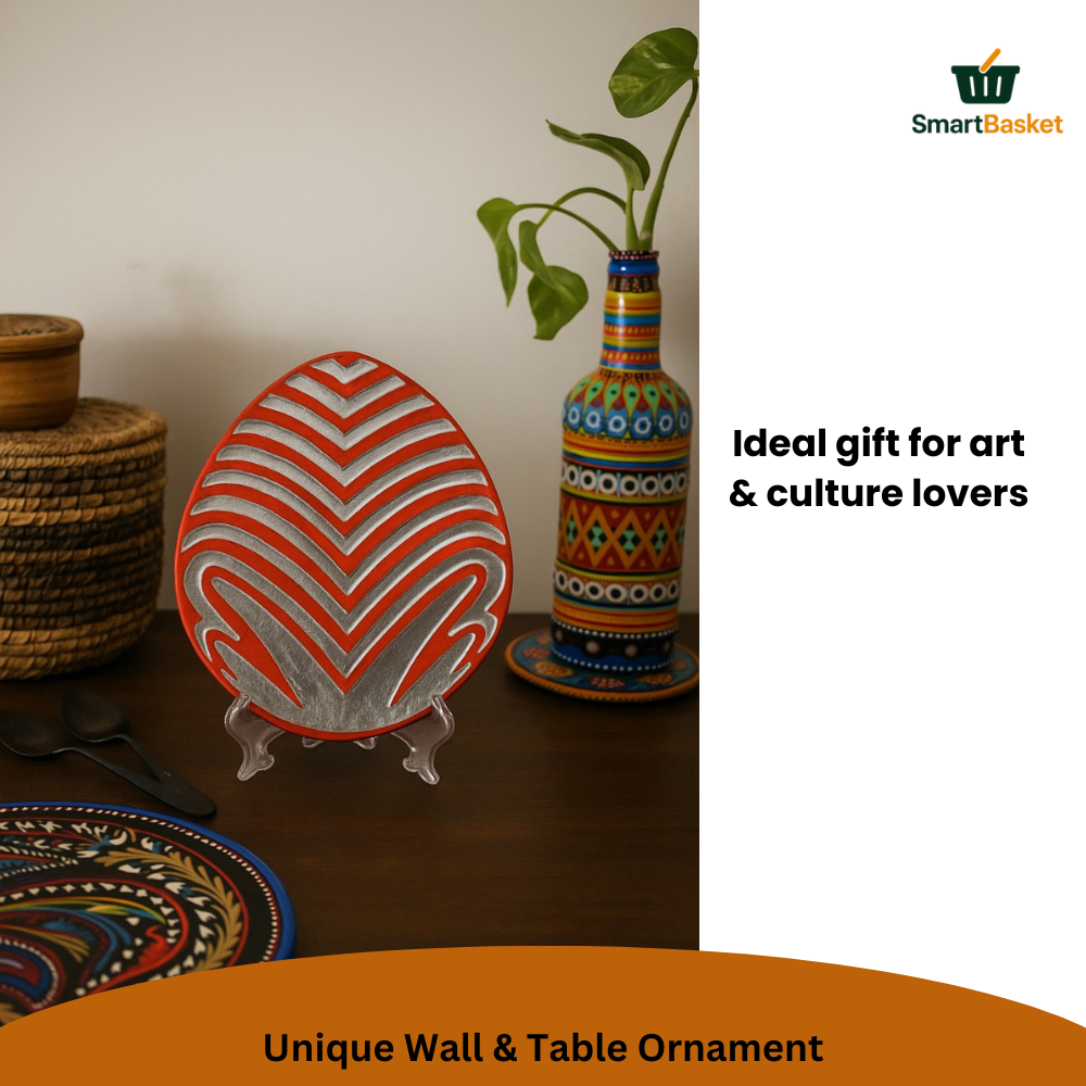 Handmade Table Top Decorative Plate with Holder | Premium MDF Decorative Item for Home Décor