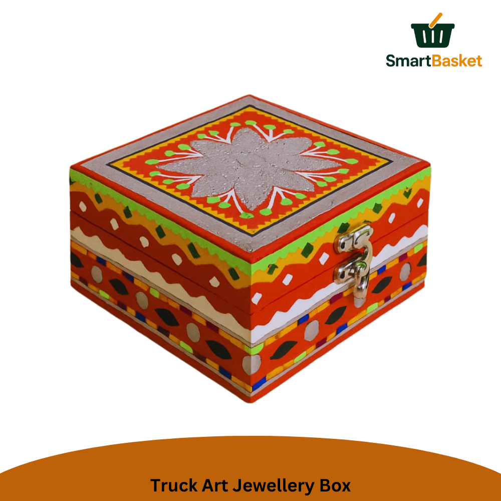 Truck Art Jewellery Box – Multicolor | Wood with Metal & Sticker Art 