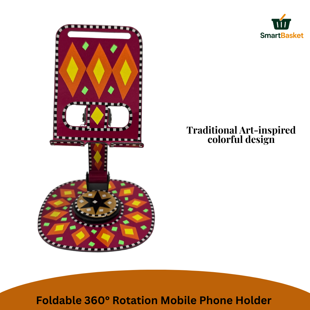 Foldable 360° Rotation Mobile Phone Holder – Truck Art Inspired | Colorful & Portable Stand