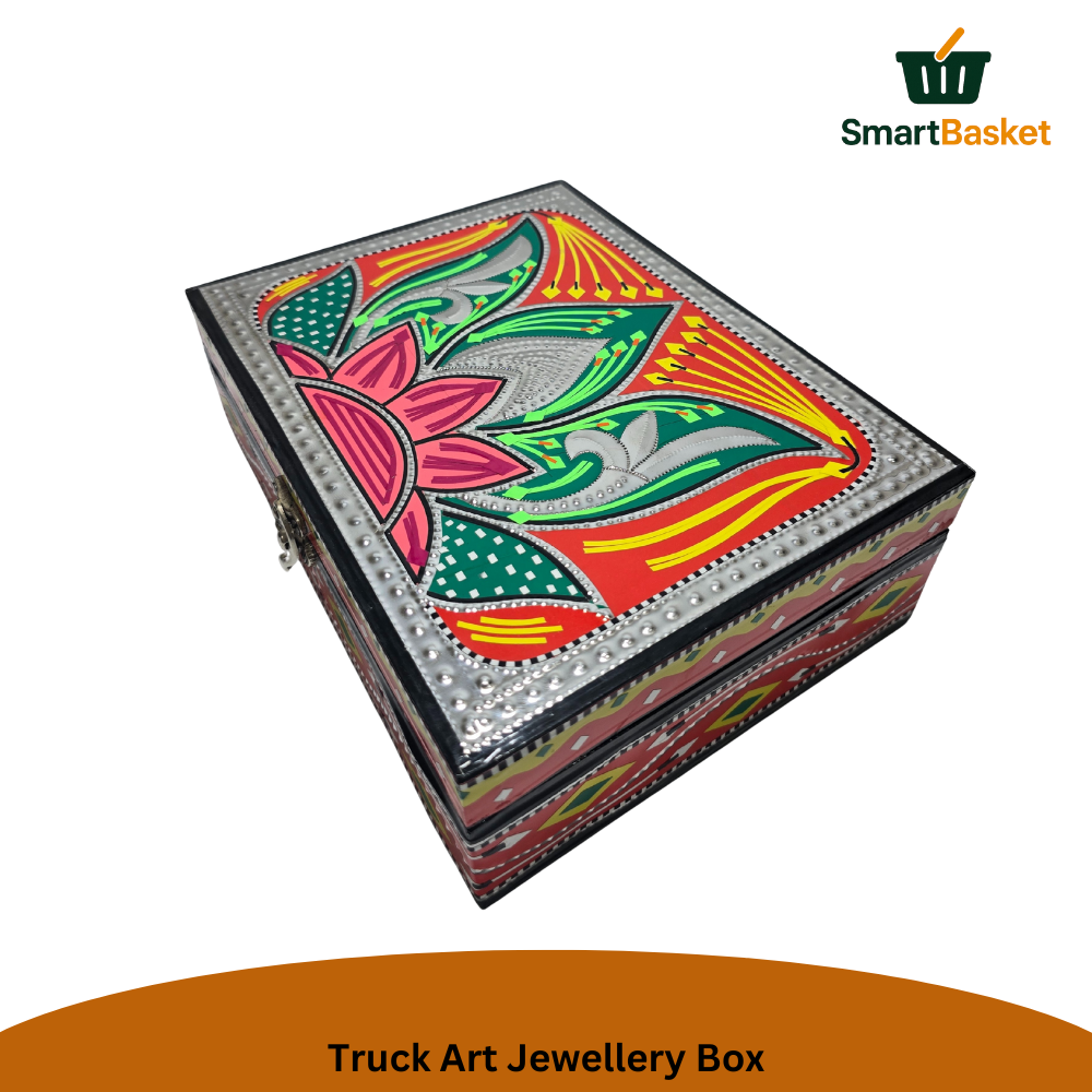Truck Art Jewellery Box – Multicolor | Wood with Metal & Sticker Art 