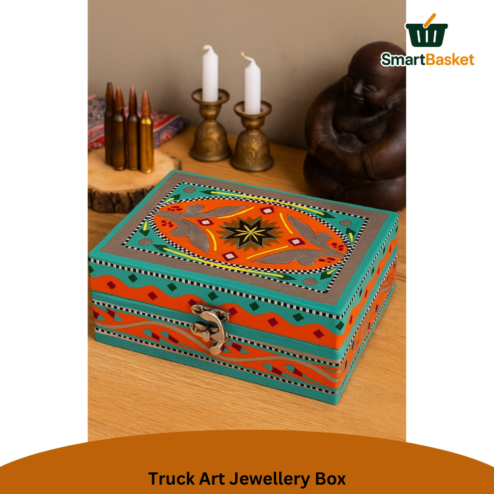 Truck Art Jewellery Box – Multicolor | Wood with Metal & Sticker Art 