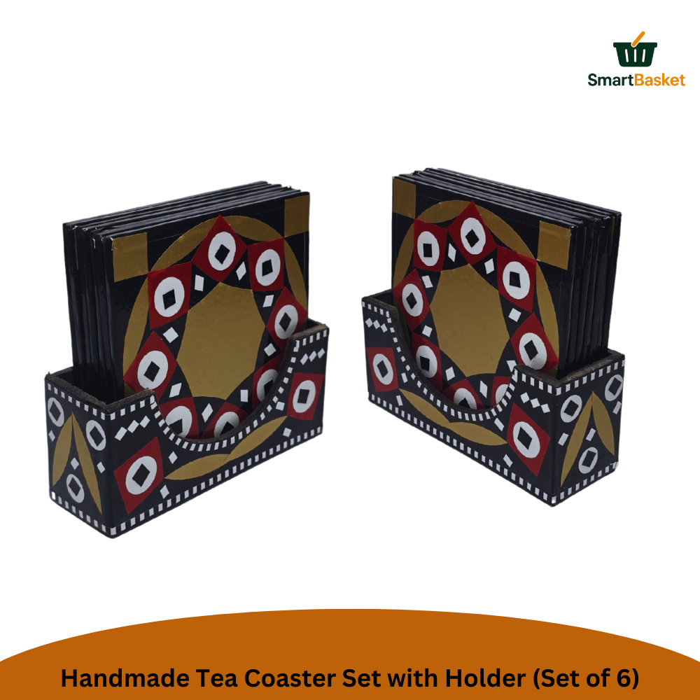 Handmade Truck Art Tea Coaster Set with Holder (Set of 6) 