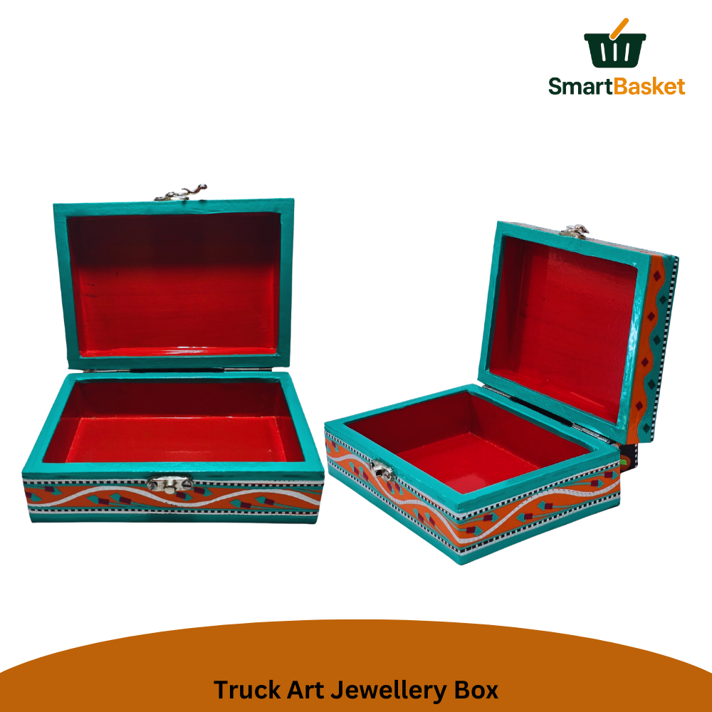 Truck Art Jewellery Box – Multicolor | Wood with Metal & Sticker Art 