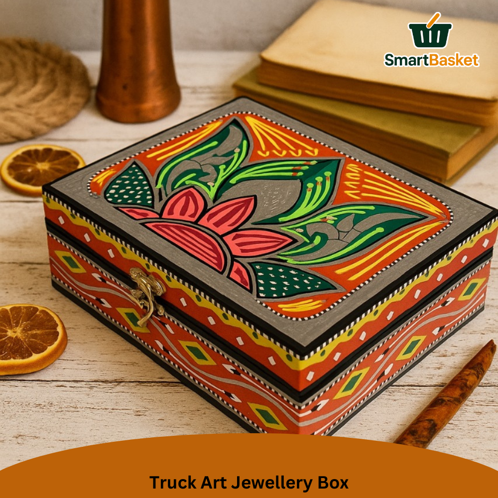 Truck Art Jewellery Box – Multicolor | Wood with Metal & Sticker Art 