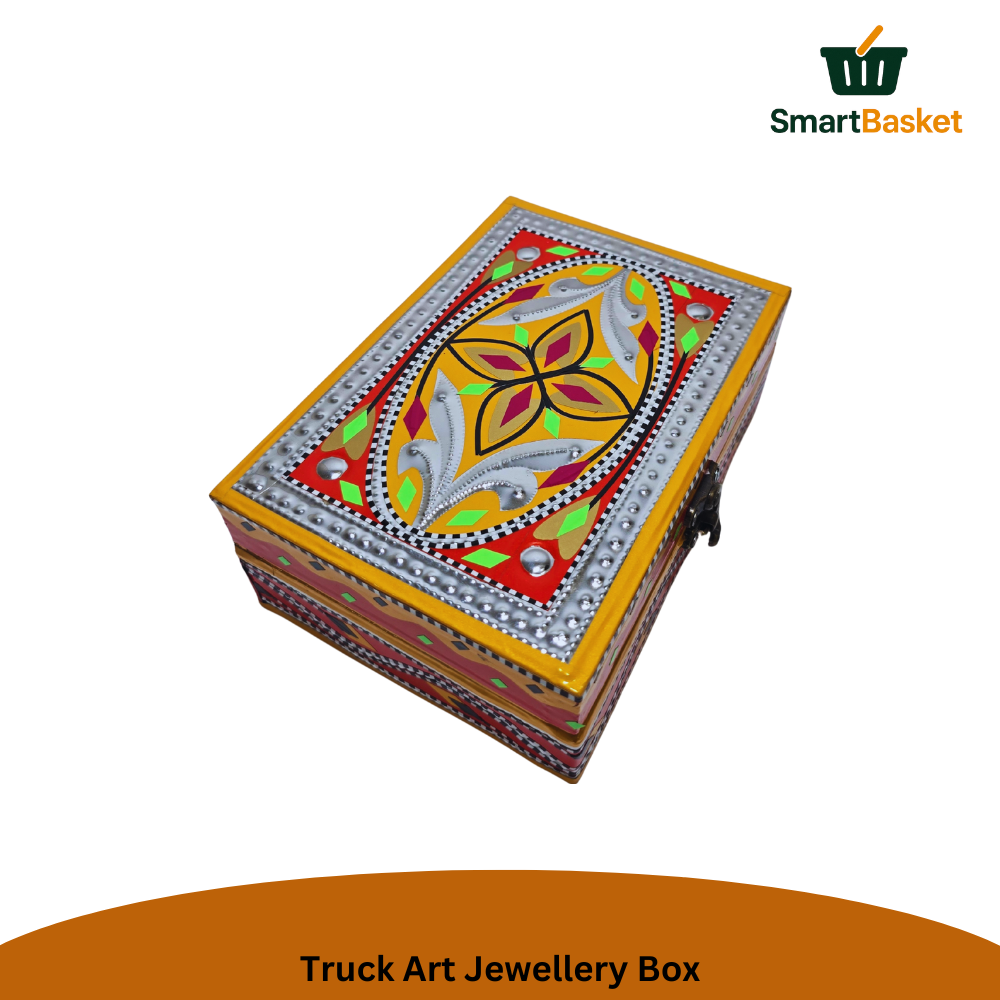 Truck Art Jewellery Box – Multicolor | Wood with Metal & Sticker Art 