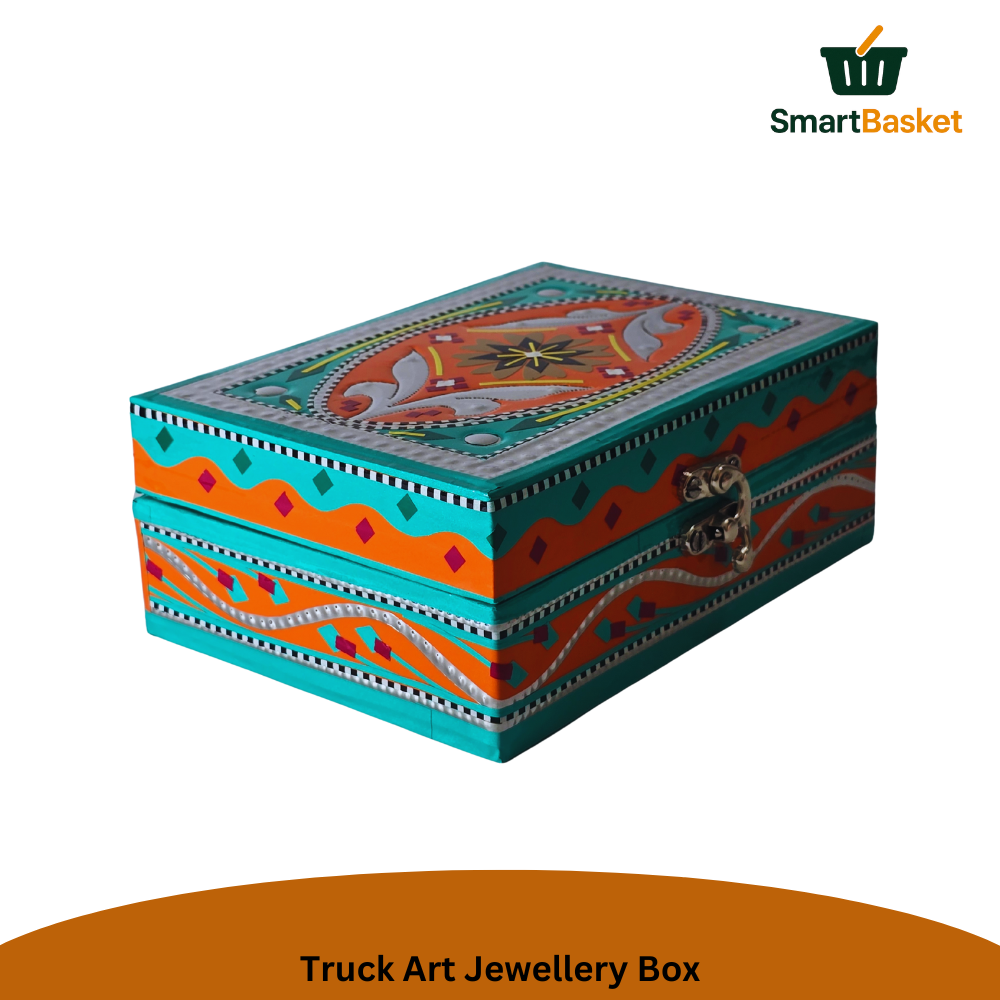 Truck Art Jewellery Box – Multicolor | Wood with Metal & Sticker Art 